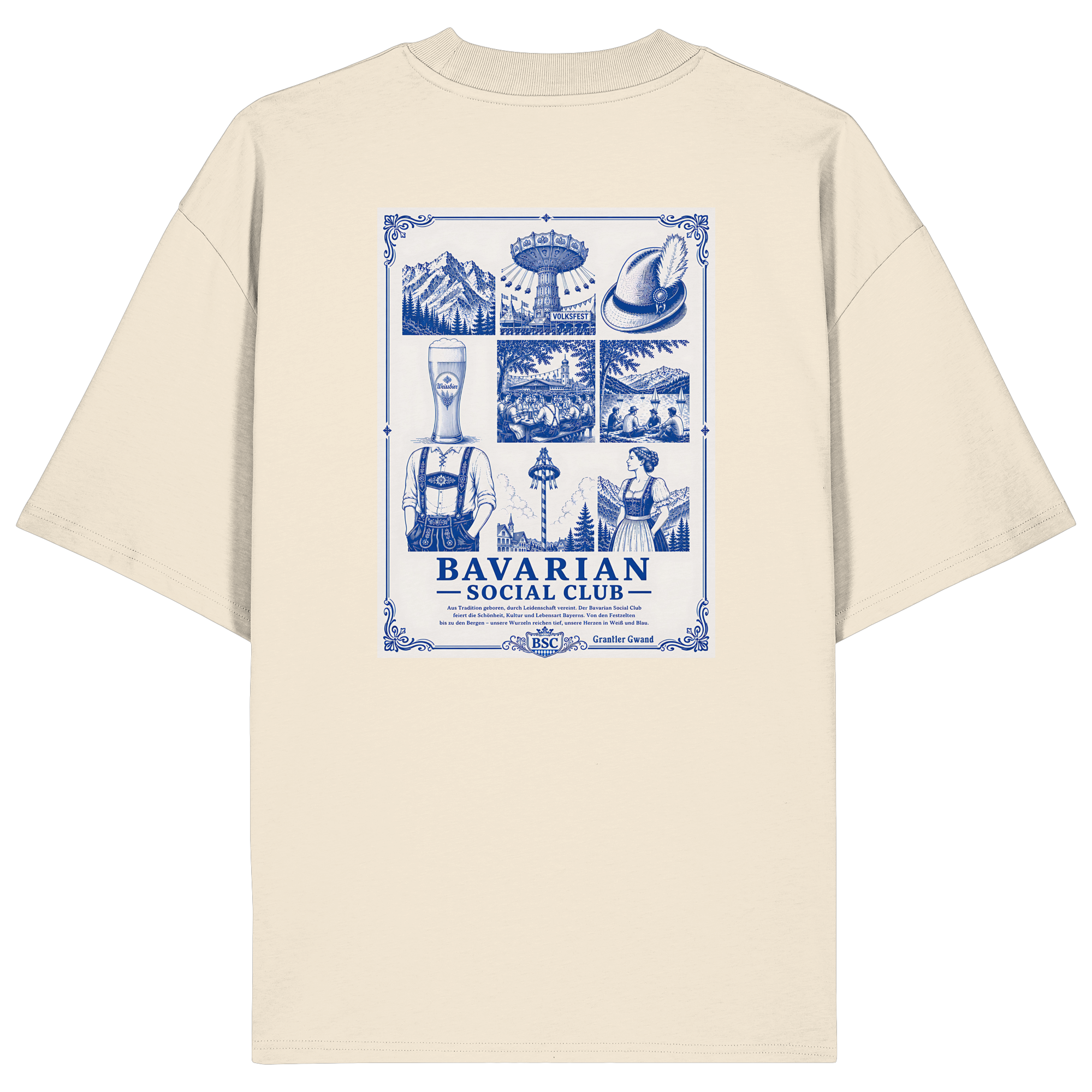 Bavarian Social Club - blaue Variante - Backprint - Oversize Shirt