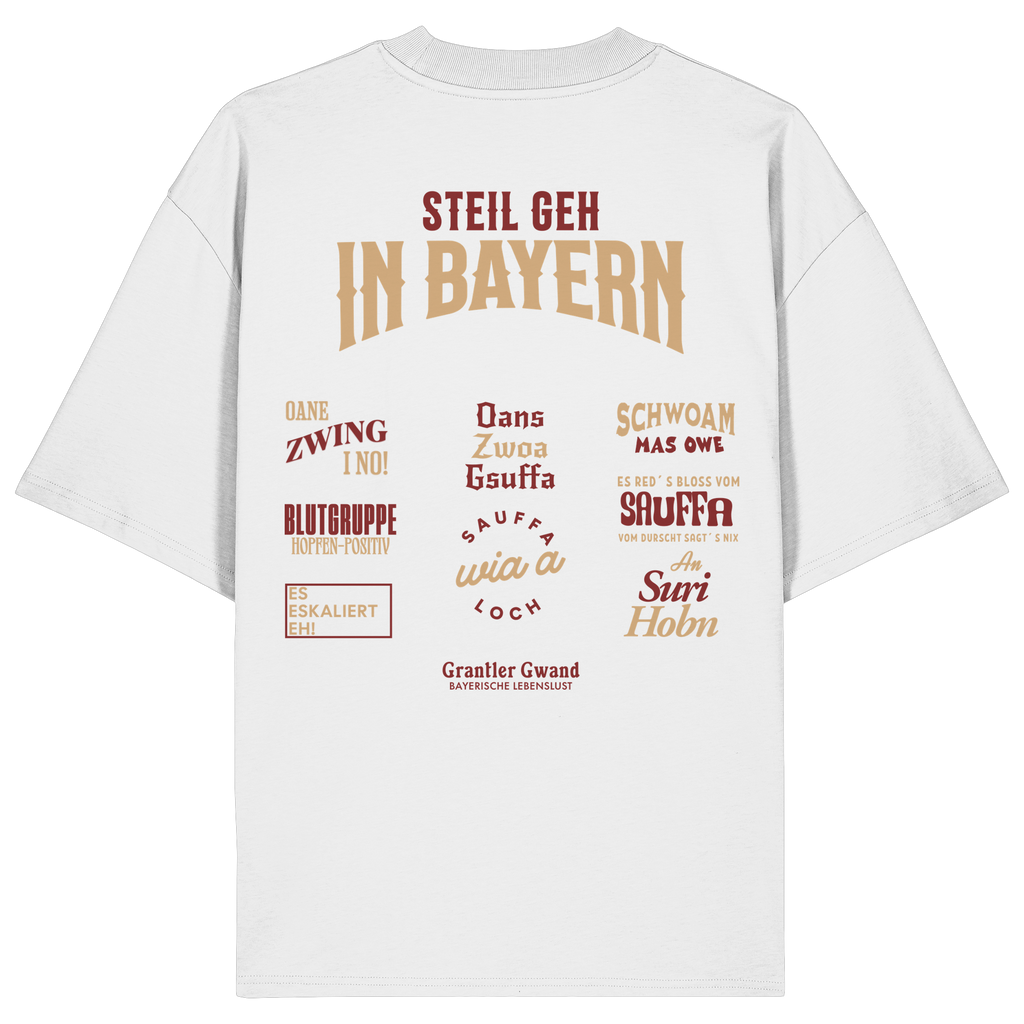 Steil geh in Bayern - rote Variante - Backprint - Oversize Shirt