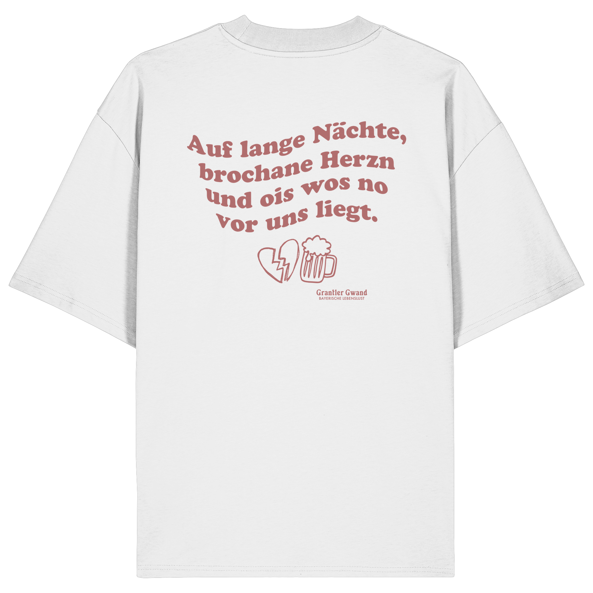Auf lange Nächte - rote Variante - Backprint - Oversize Shirt