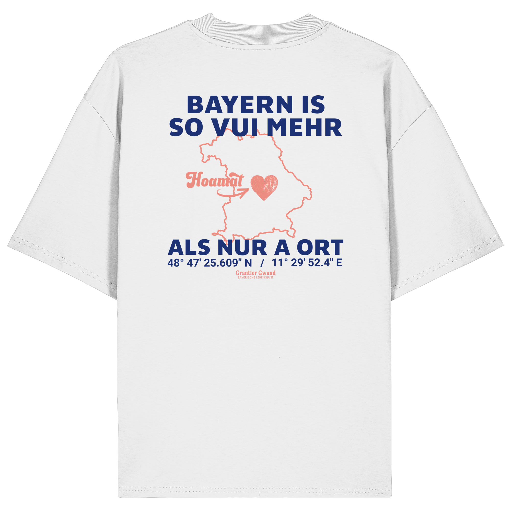 Bayern im Herzen - blaue Variante - Backprint - Oversize Shirt