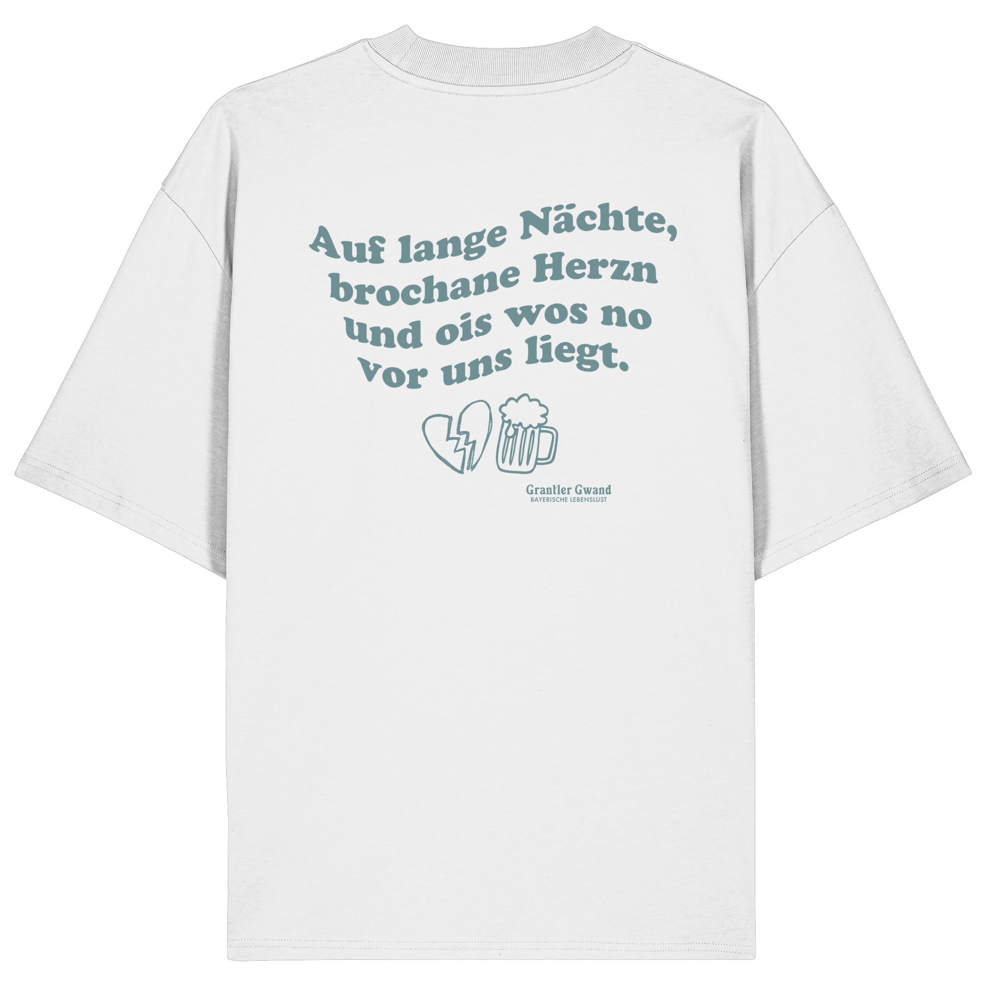 Auf lange Nächte - grüne Variante - Backprint - Oversize Shirt