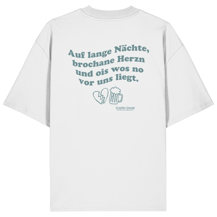Auf lange Nächte - grüne Variante - Backprint - Oversize Shirt