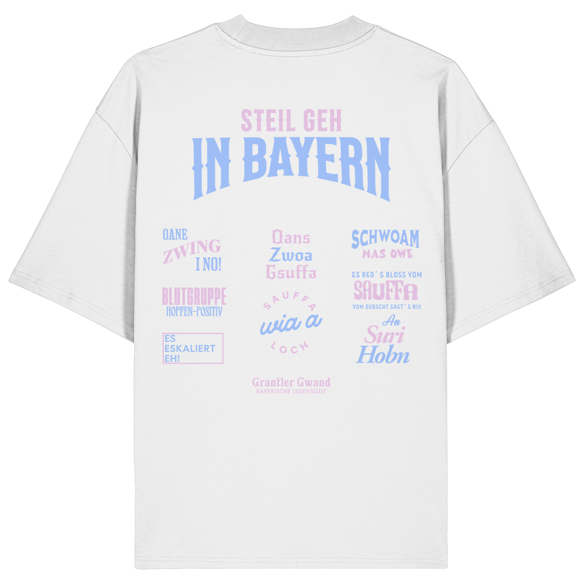 Steil geh in Bayern - pinke Variante - Backprint - Oversize Shirt