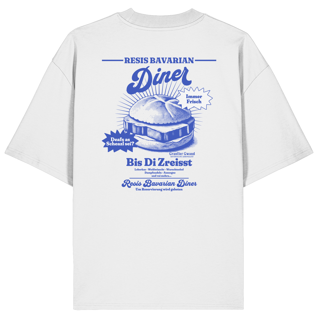 Resis Bavarian Diner - blaue Variante - Backprint - Oversize Shirt