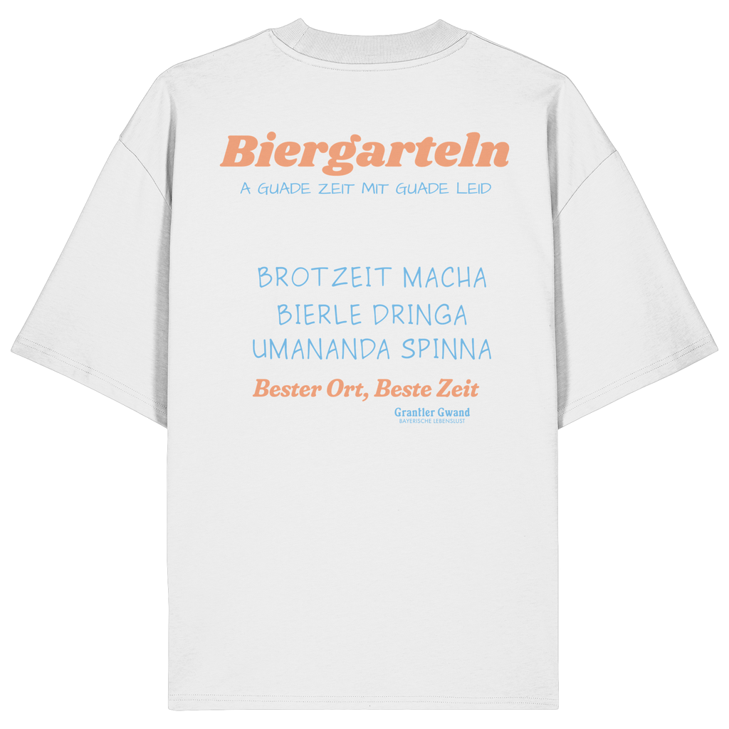 Biergarteln - orangene Variante - Backprint - Oversize Shirt