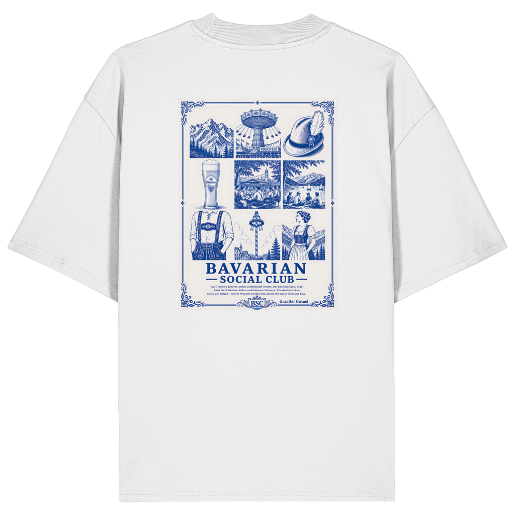 Bavarian Social Club - blaue Variante - Backprint - Oversize Shirt