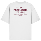 Weißes Oversize Shirt mit rotem „Padel Club“-Backprint – hochwertiges Streetwear Shirt in Bio Qualität von Grantler Gwand für Padel-Fans.