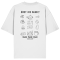 Weißes Oversize Shirt mit Backprint „Host ois dabei“ – bayerisches Outdoor-Shirt mit Wander-, Camping- und Bergsport-Motiv von Grantler Gwand.