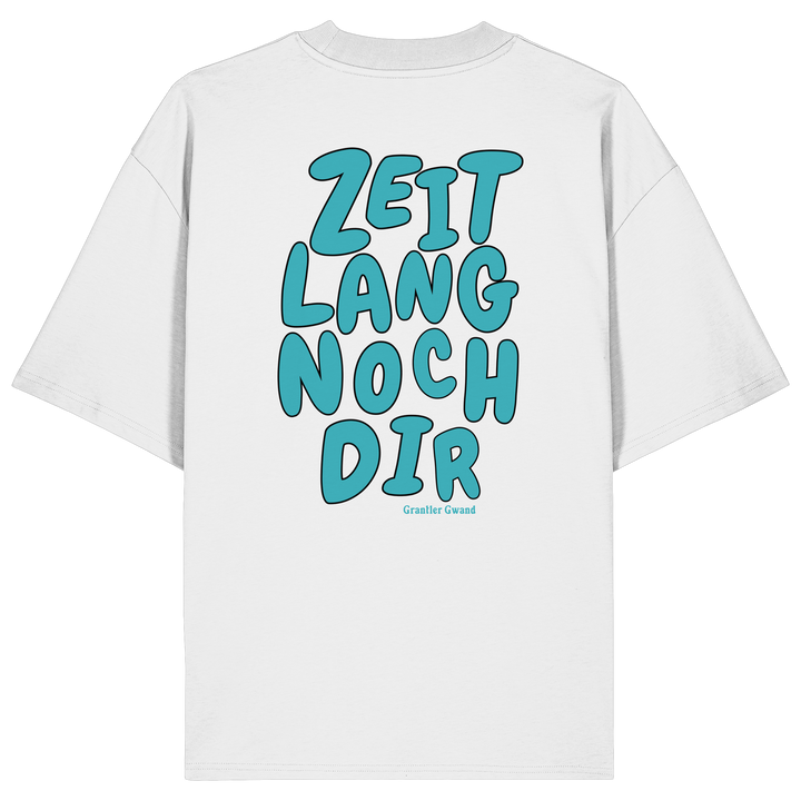 „Weißes Oversize T-Shirt mit großem, grünem Backprint &