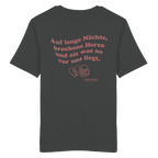 Auf lange Nächte - rote Variante - Backprint - T-Shirt