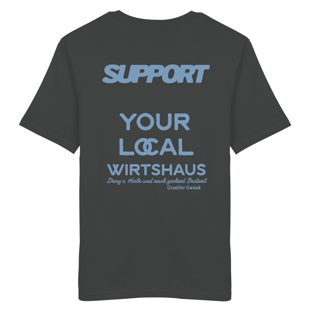 Support your local Wirtshaus - blaue Variante - Backprint - T-Shirt