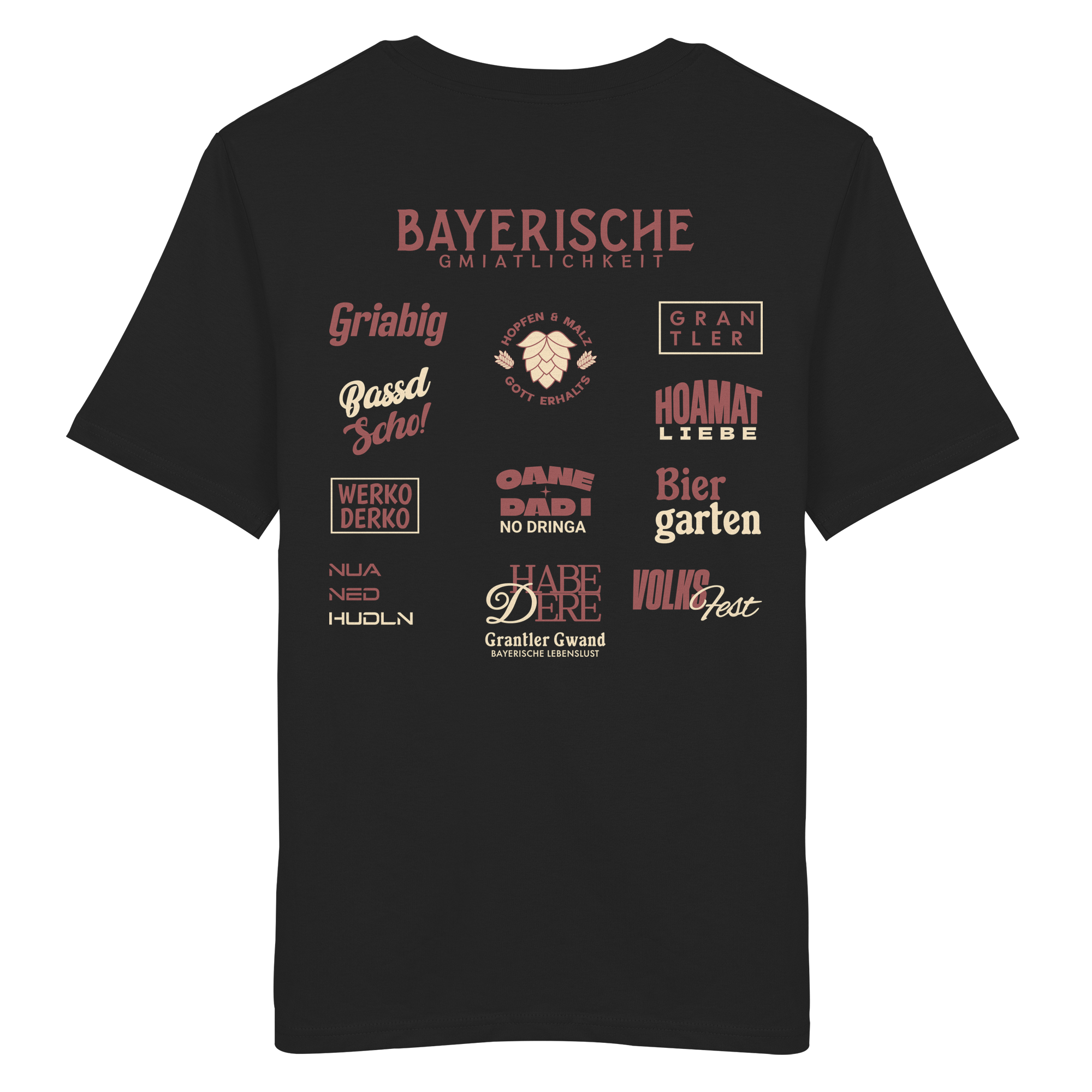Bayerische Gmiatlichkeit - rote Variante - Backprint - T-Shirt