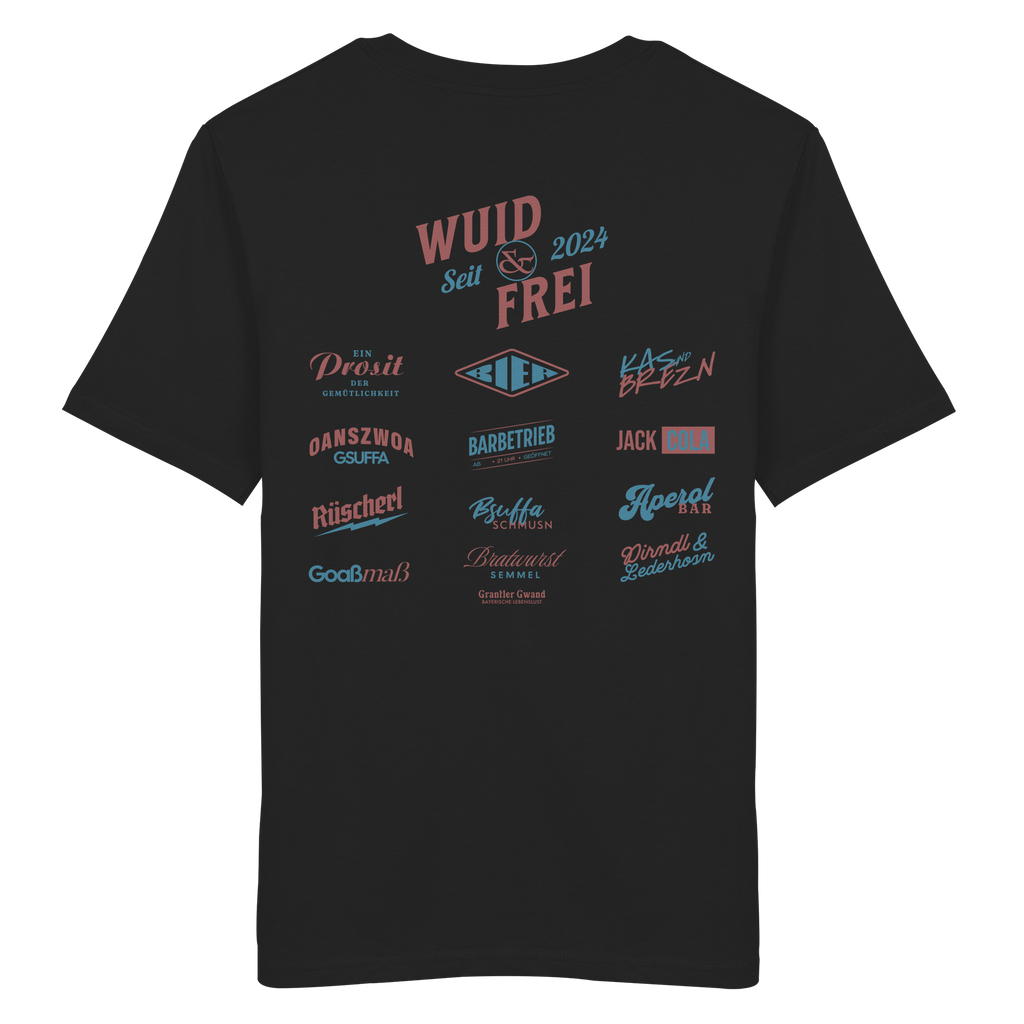 Wuid & Frei-  Rote Variante - Backprint - T-Shirt