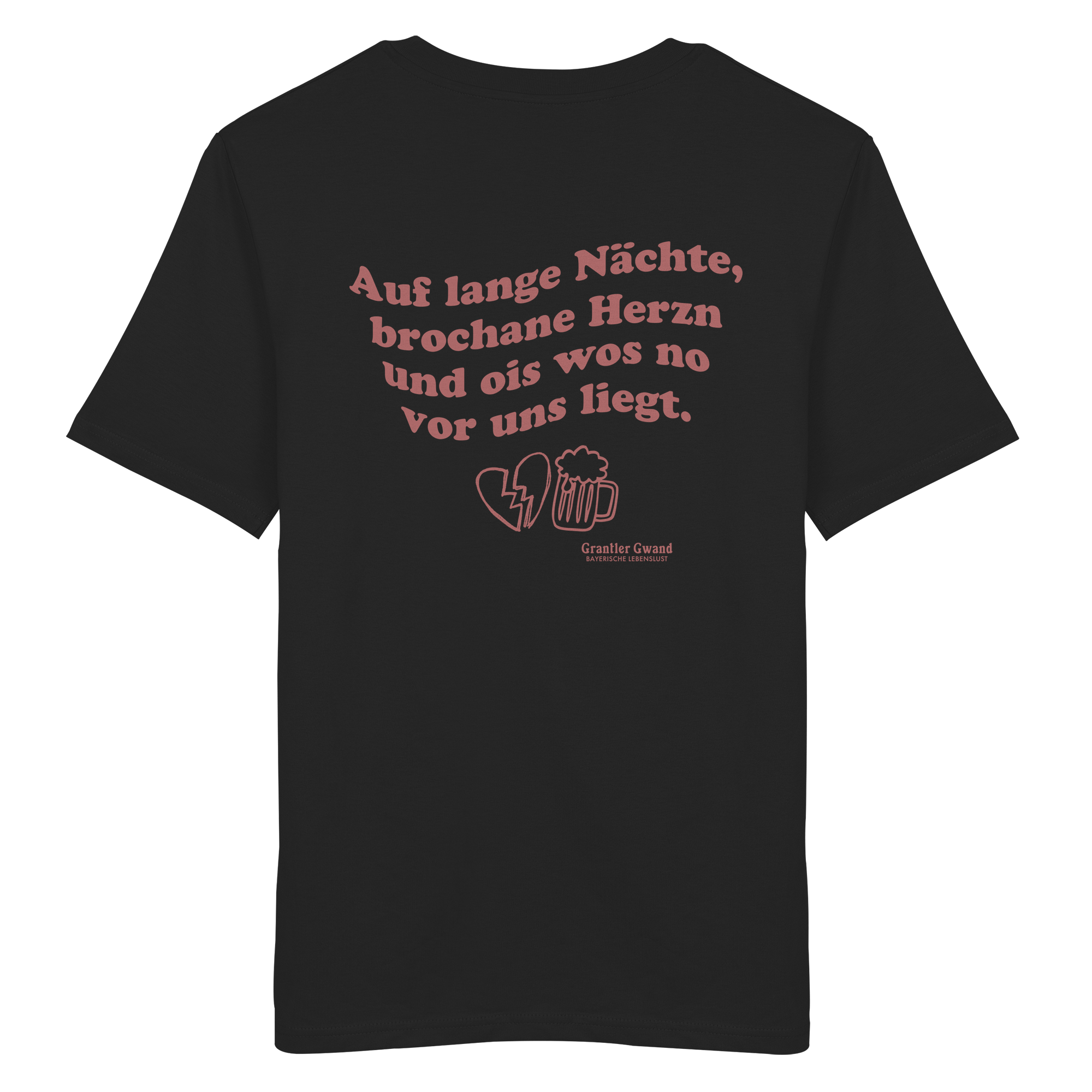 Auf lange Nächte - rote Variante - Backprint - T-Shirt