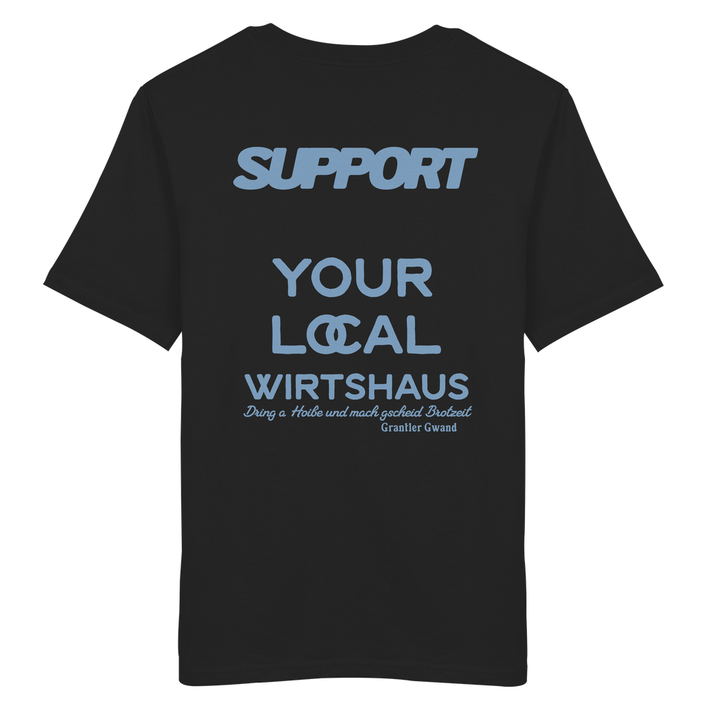 Support your local Wirtshaus - blaue Variante - Backprint - T-Shirt