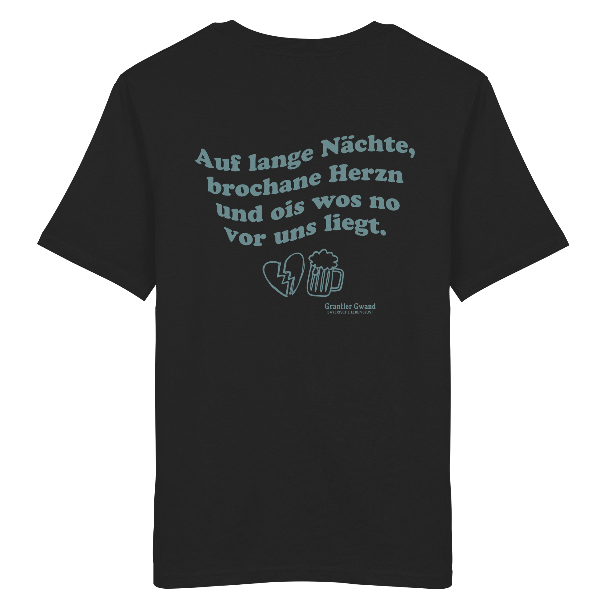 Auf lange Nächte - grüne Variante - Backprint - T-Shirt