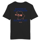 Schwarzes Unisex T-Shirt von Grantler Gwand mit blauem Backprint „Bayern is so vui mehr als nur a Ort“, Herzsymbol und Bayern-Silhouette – bayerisches Streetwear T-Shirt aus 100 % Baumwolle.