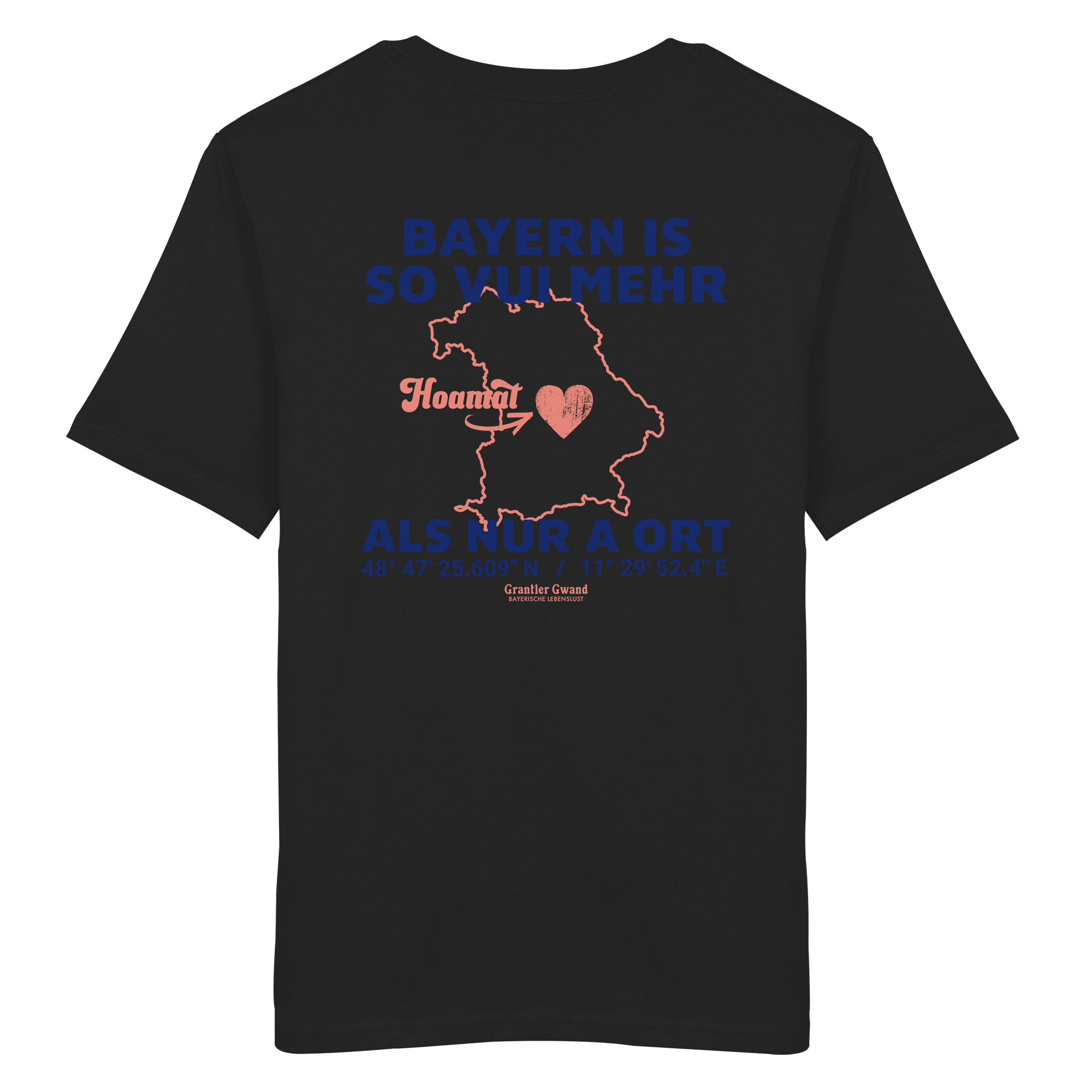Bayern im Herzen - blaue Variante - Backprint - T-Shirt