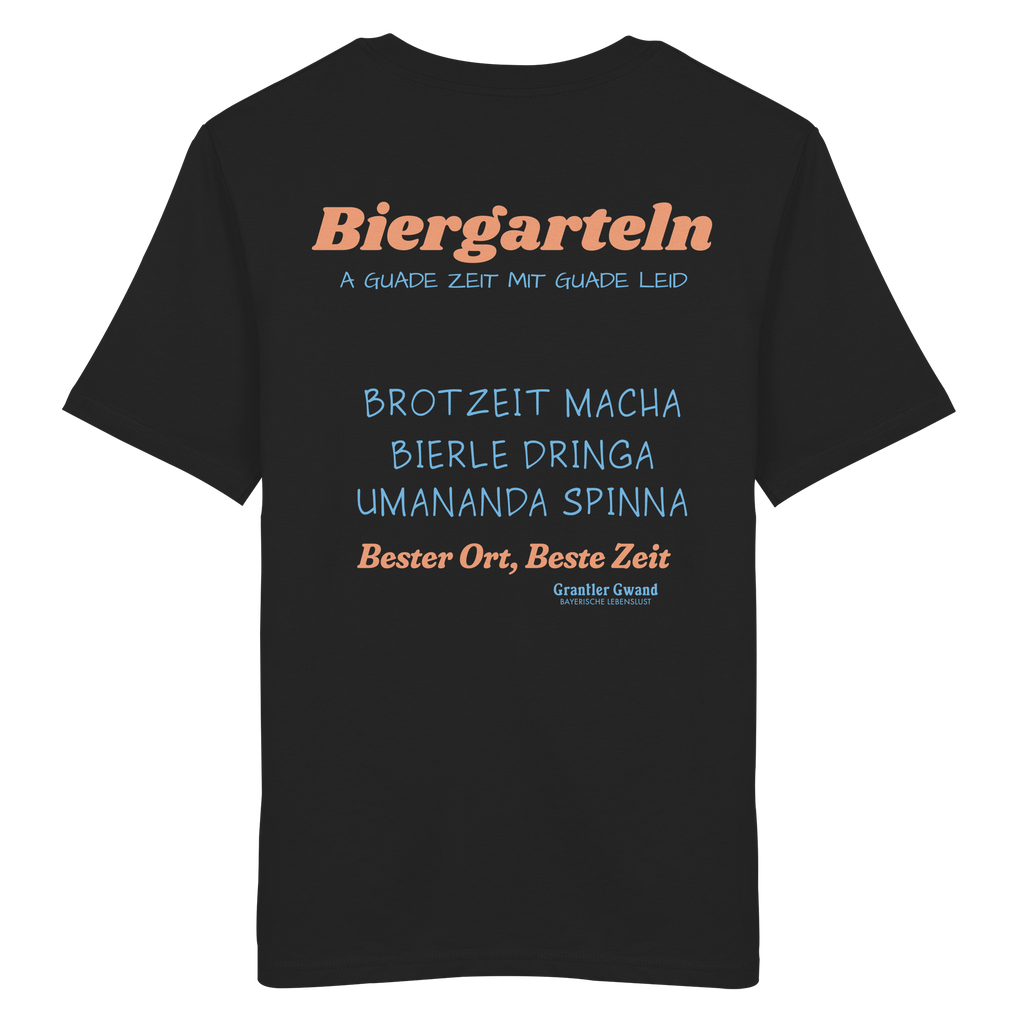 Biergarteln - orangene Variante - Backprint - T-Shirt