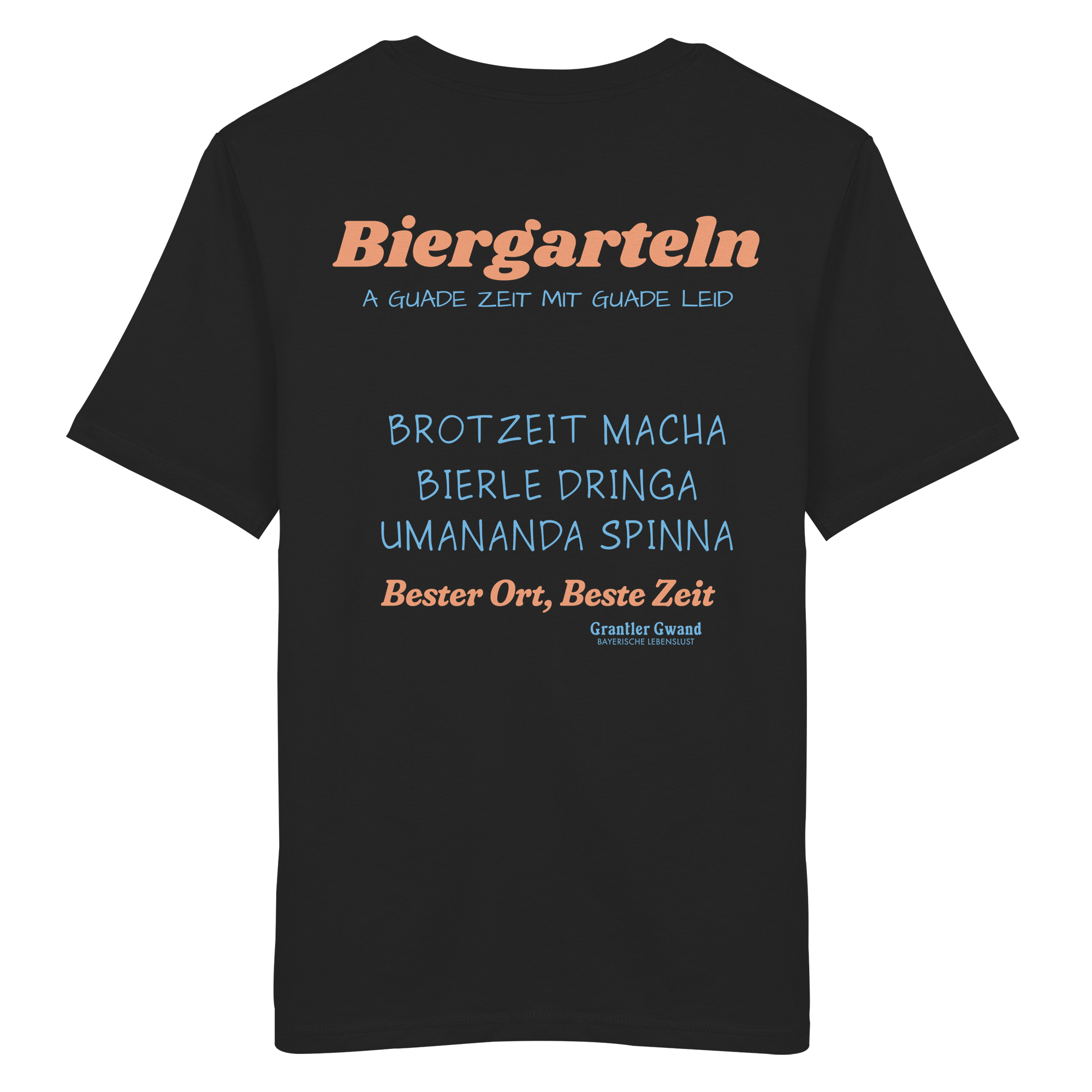 Biergarteln - orangene Variante - Backprint - T-Shirt