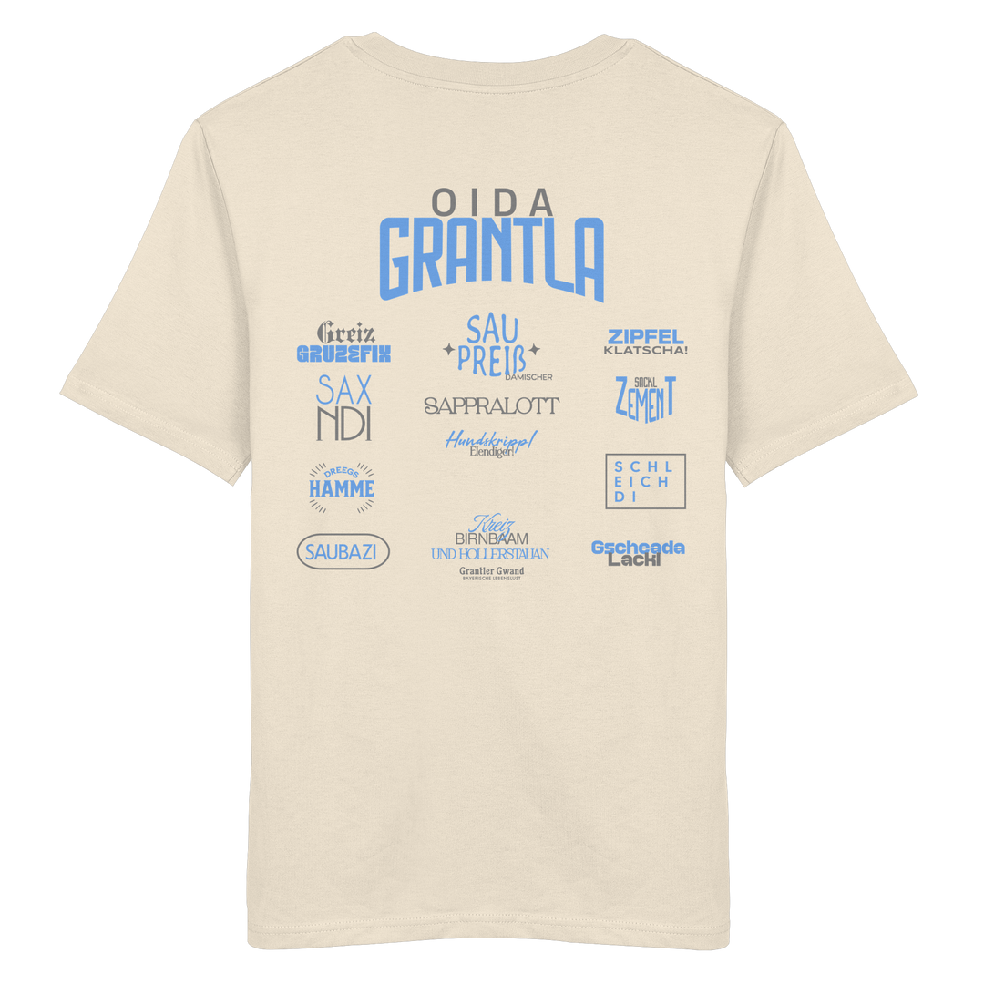 Oida Grantla - blaue Variante - Backprint - T-Shirt