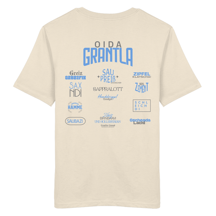 Oida Grantla - blaue Variante - Backprint - T-Shirt