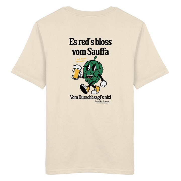 Cremefarbenes Unisex T-Shirt mit großem Backprint „Es red&