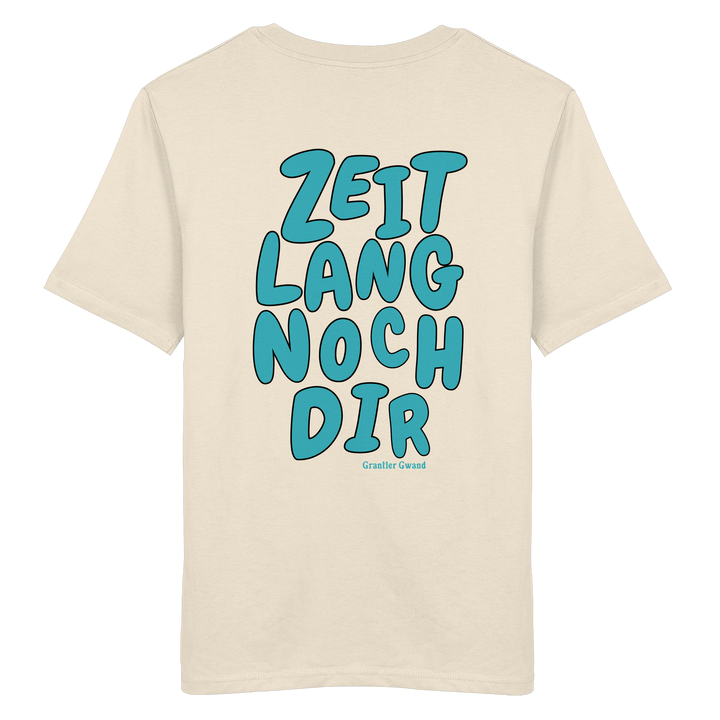 „Beiges Unisex T-Shirt mit großem, grünem Backprint &