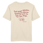 Auf lange Nächte - rote Variante - Backprint - T-Shirt