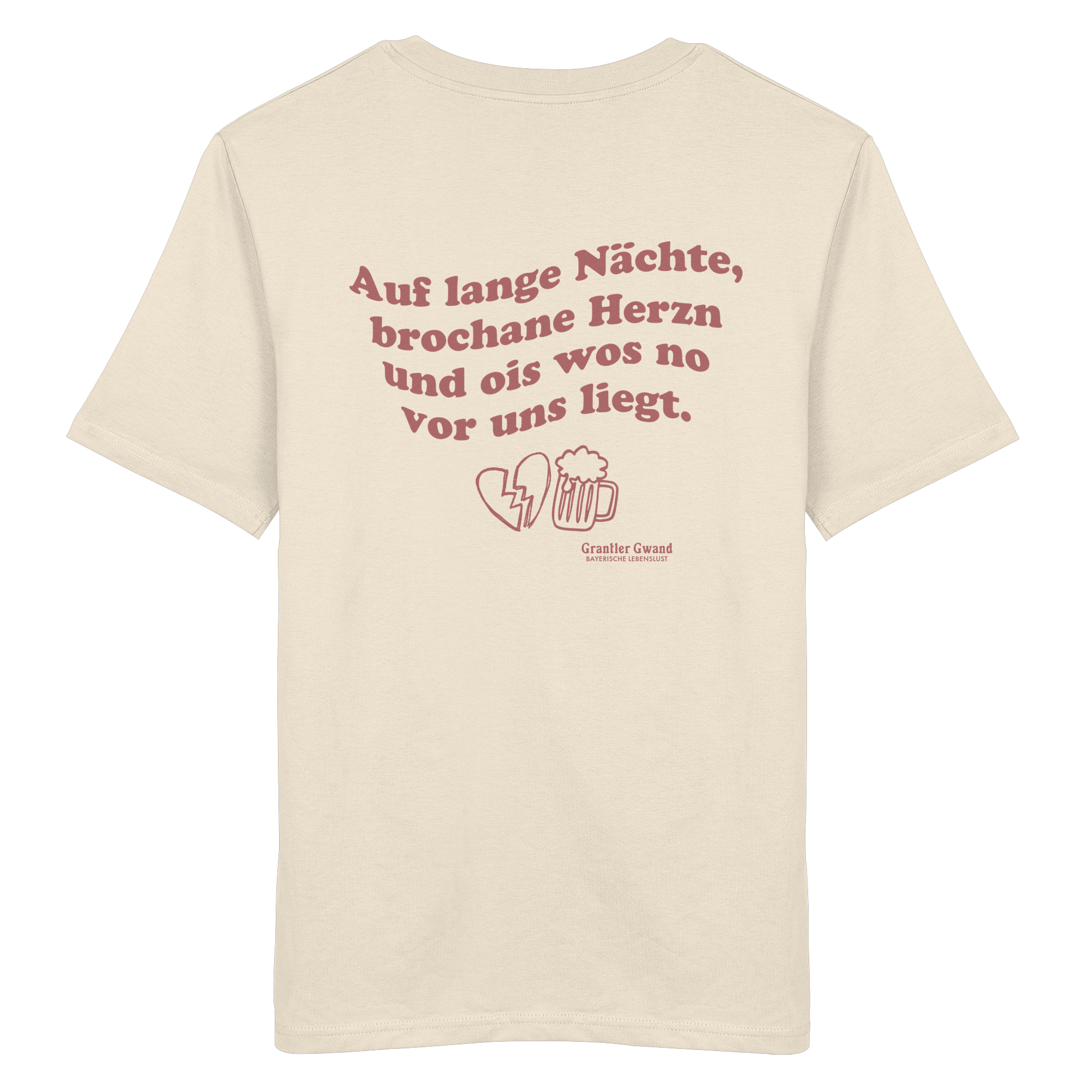 Auf lange Nächte - rote Variante - Backprint - T-Shirt