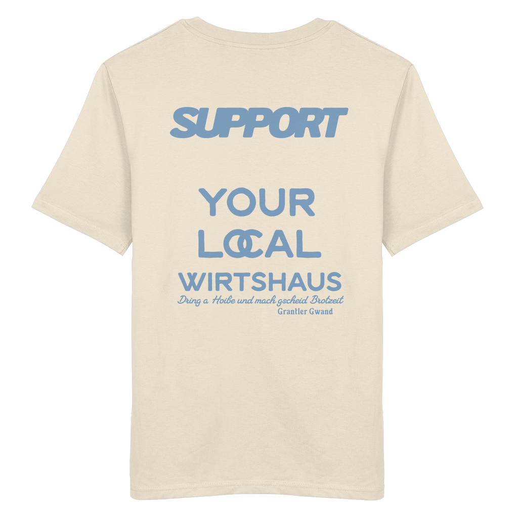 Support your local Wirtshaus - blaue Variante - Backprint - T-Shirt