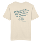 Auf lange Nächte - grüne Variante - Backprint - T-Shirt