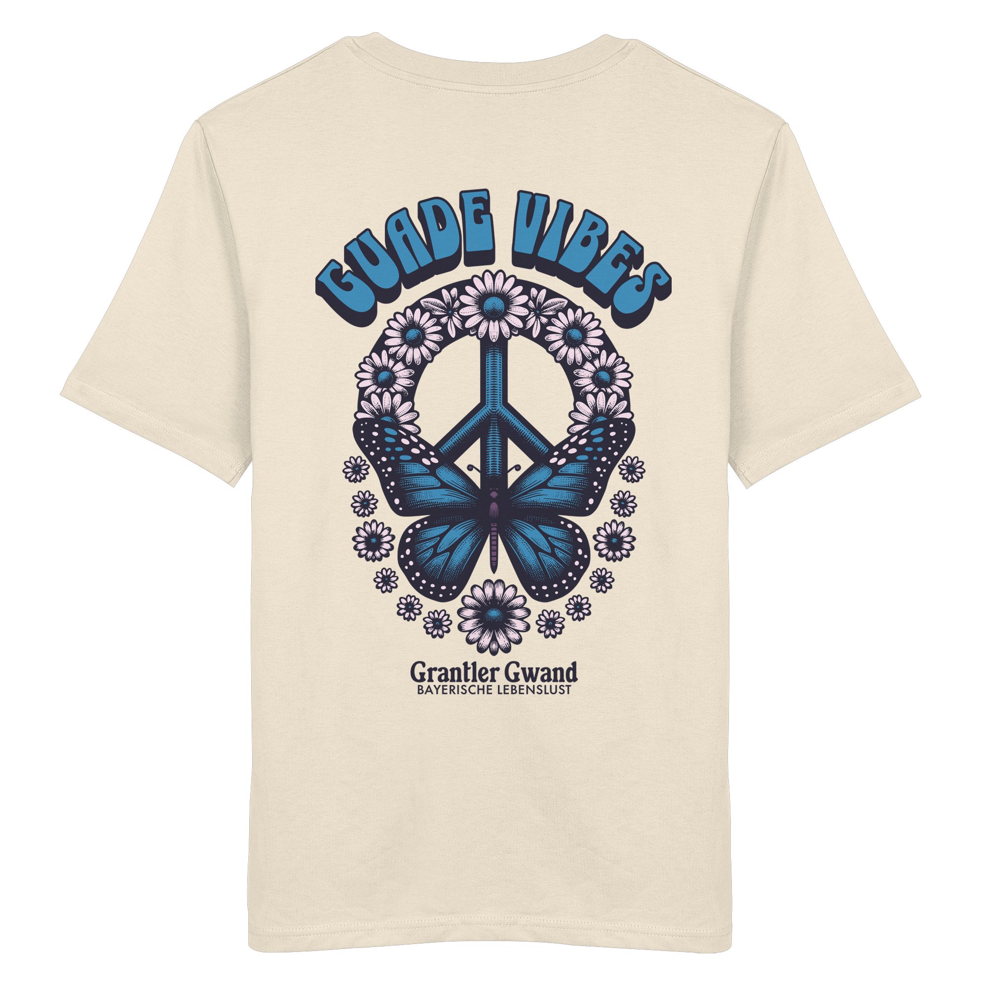 Guade Vibes Schmetterling - blaue Variante - Backprint - T-Shirt