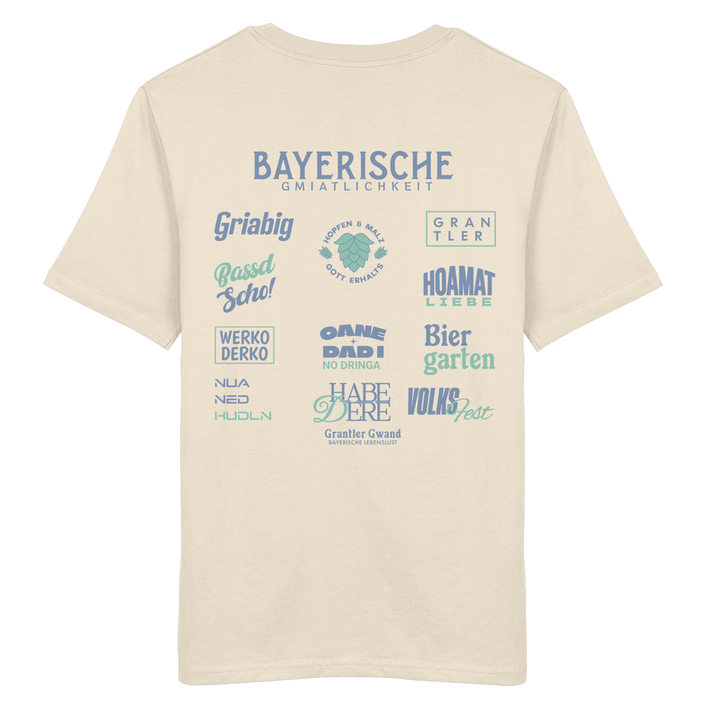 Bayerische Gmiatlichkeit - grüne Variante - Backprint - T-Shirt
