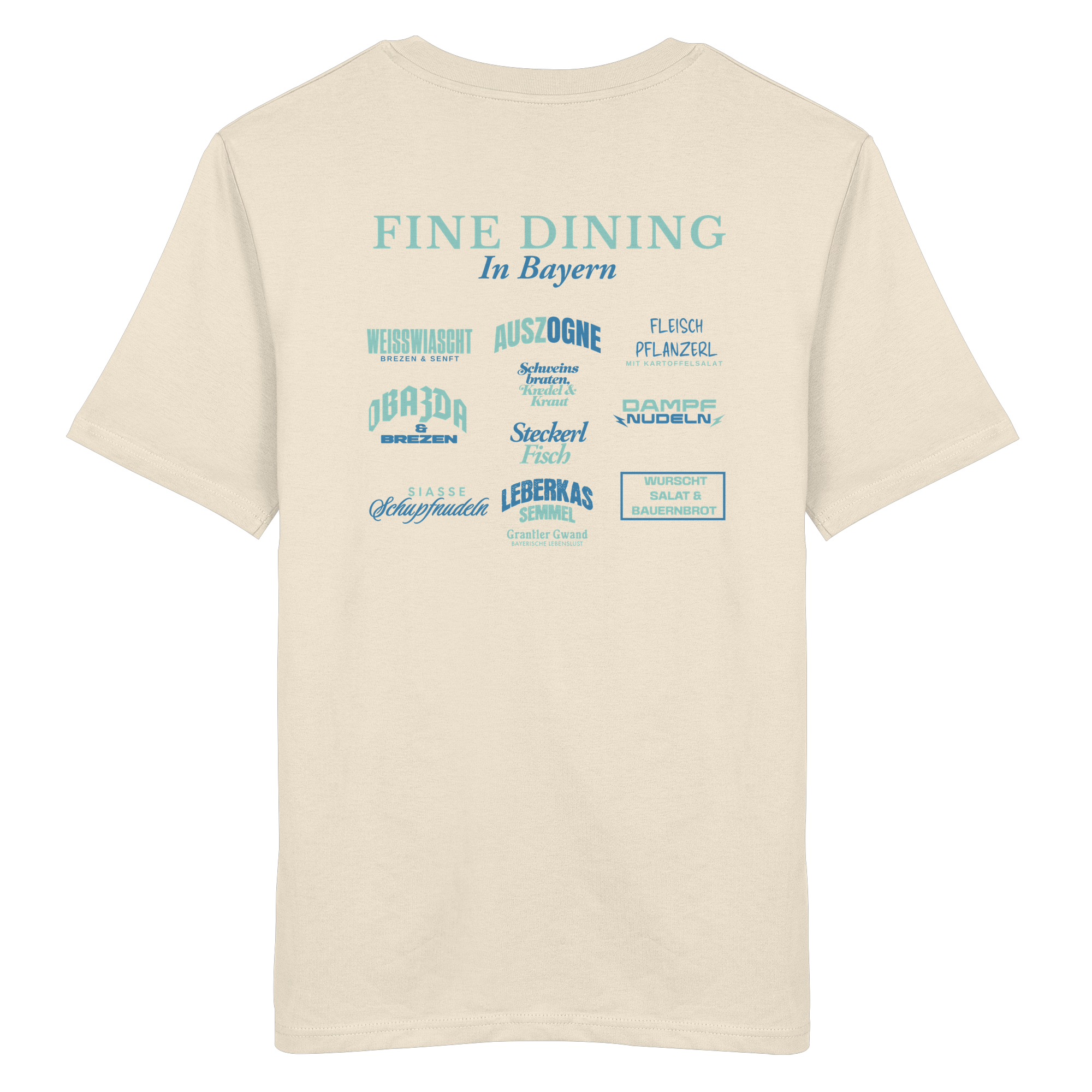 Fine Dining in Bayern - grüne Variante - Backprint - T-Shirt