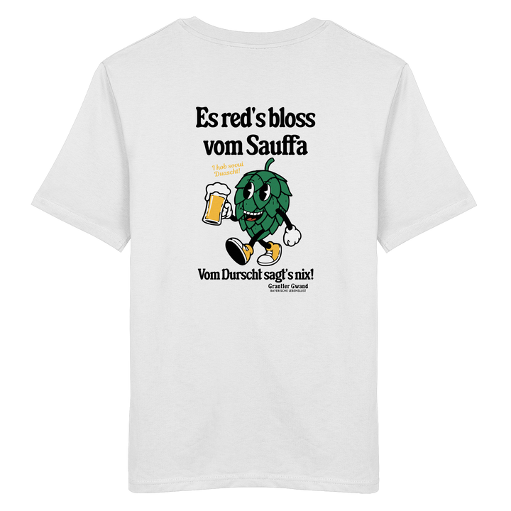Weißes Unisex T-Shirt mit großem Backprint „Es red&