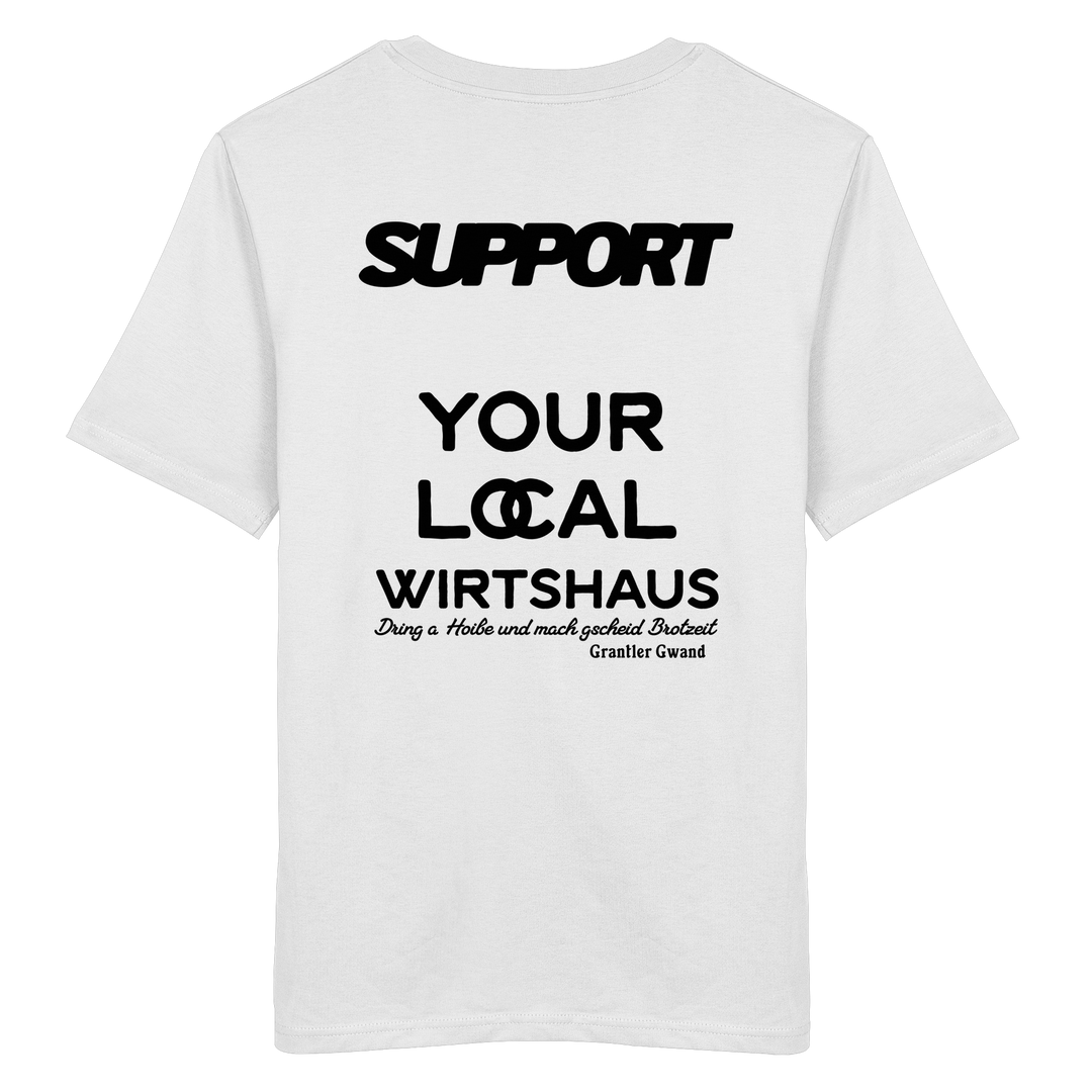 „Weißes Unisex T-Shirt mit schwarzem Backprint &