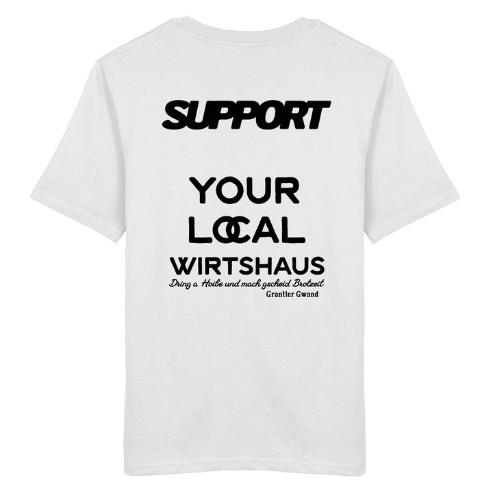 „Weißes Unisex T-Shirt mit schwarzem Backprint &
