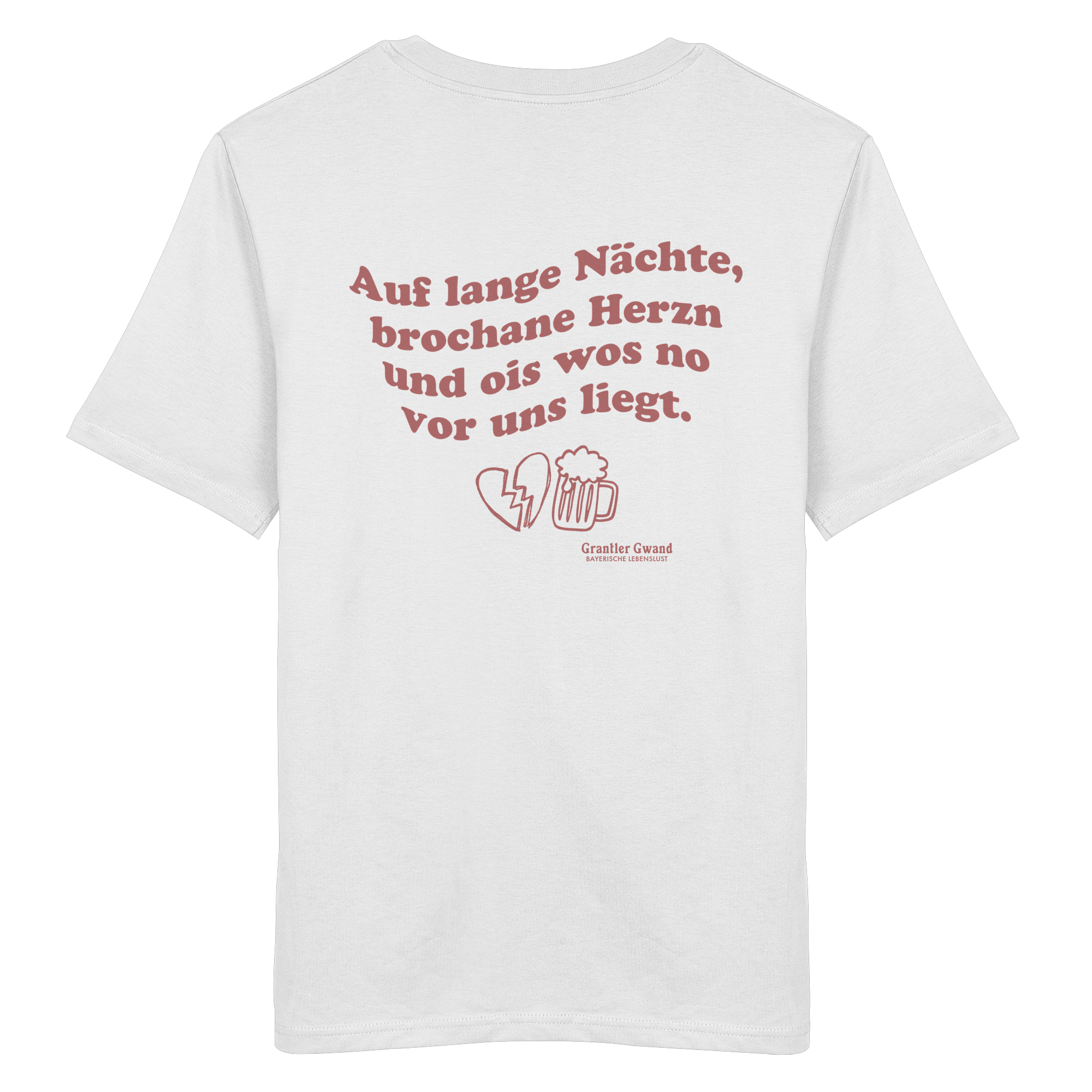 Auf lange Nächte - rote Variante - Backprint - T-Shirt