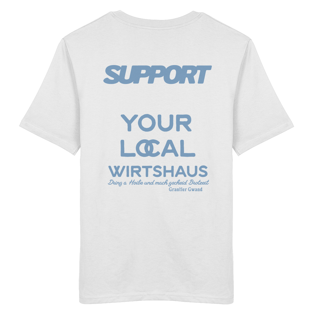 Support your local Wirtshaus - blaue Variante - Backprint - T-Shirt