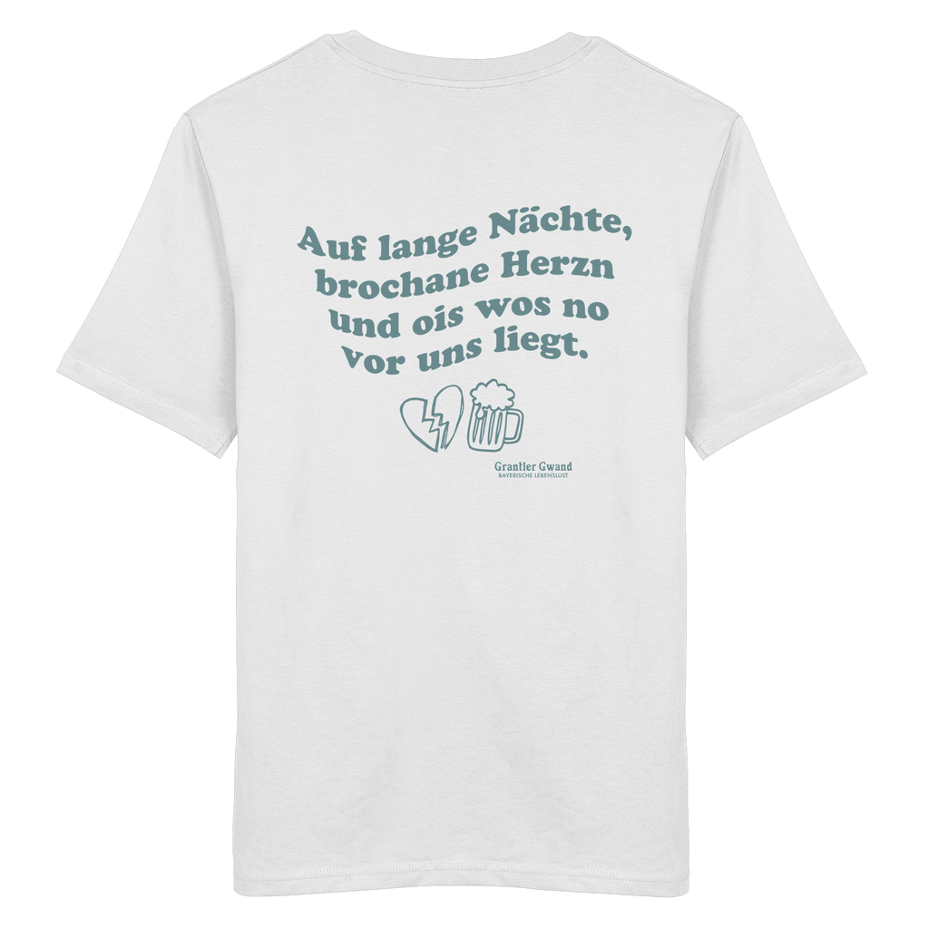 Auf lange Nächte - grüne Variante - Backprint - T-Shirt