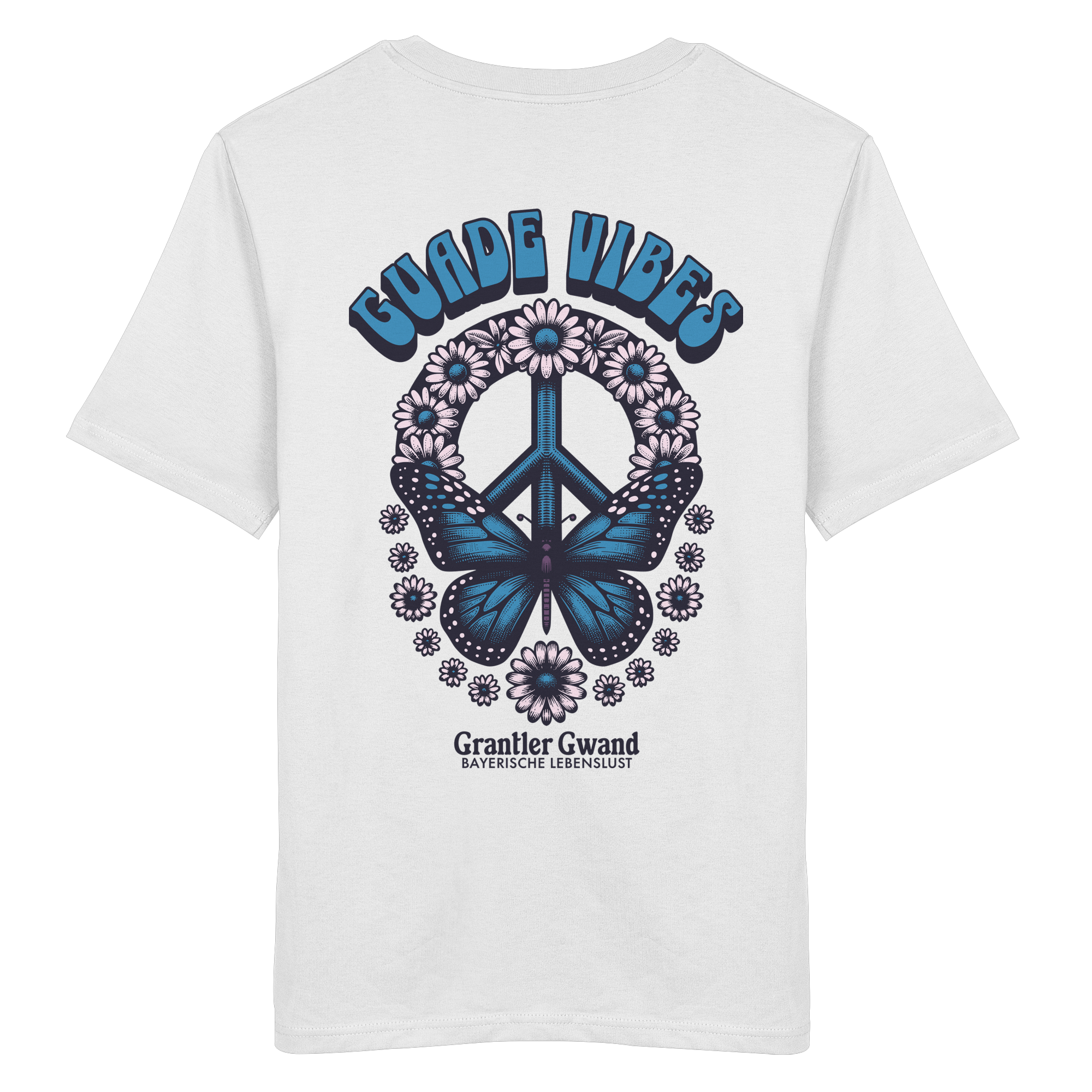 Guade Vibes Schmetterling - blaue Variante - Backprint - T-Shirt