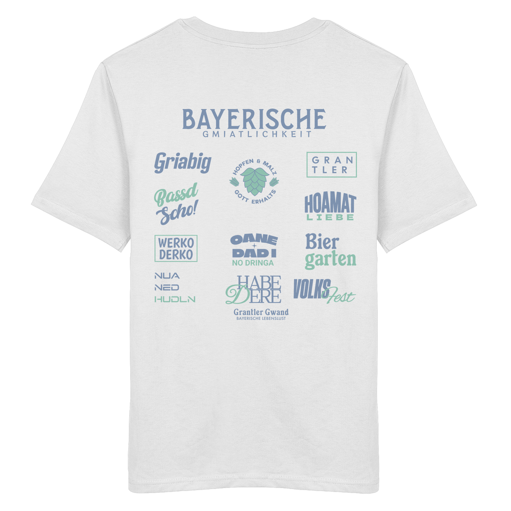 Bayerische Gmiatlichkeit - grüne Variante - Backprint - T-Shirt