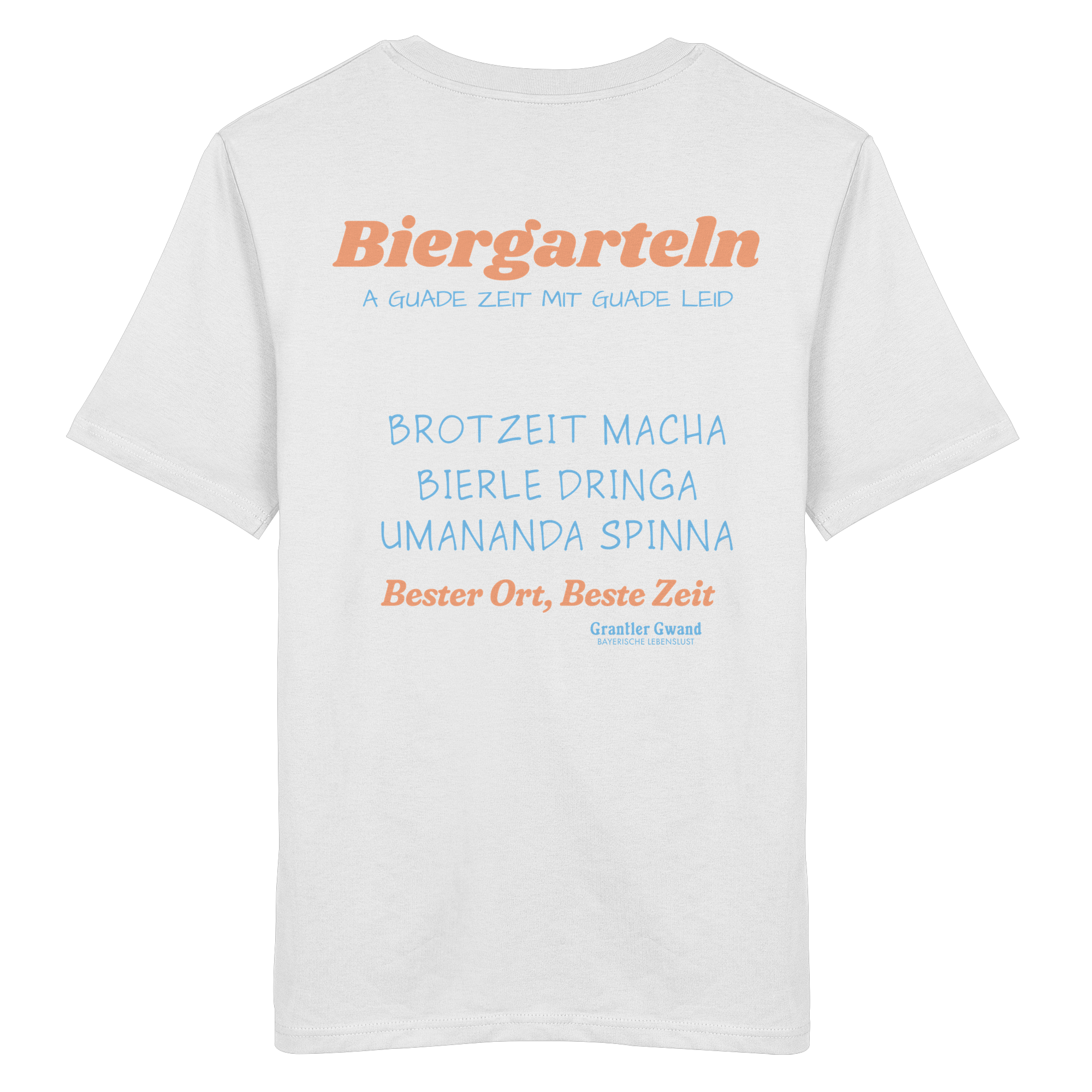 Biergarteln - orangene Variante - Backprint - T-Shirt