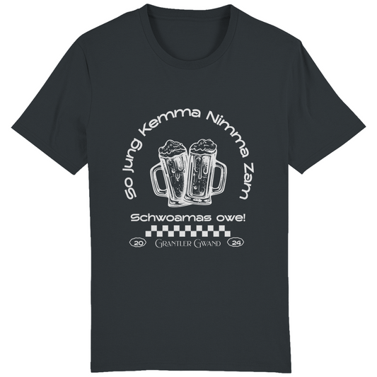 Bayerisches Herren T-Shirt So jung kemma nimma zam, schwoamas owe - weiß - Grantler Gwand