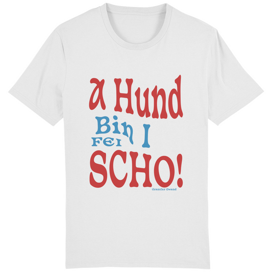 Bayerisches Herren T-Shirt A Hund bin i fei scho - rot/blau - Grantler Gwand