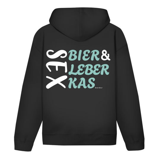 Bayerischer Hoodie Unisex - Sex, Bier, Leberkas - grün/weiß - Grantler Gwand
