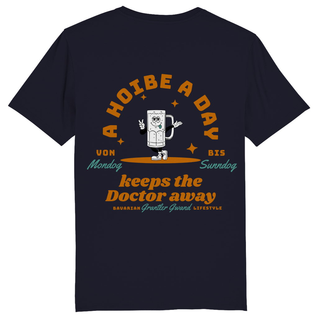 Bayerisches Herren T-Shirt A Hoibe away keeps the doctor away - FRONT-UND BACKPRINT - Grantler Gwand