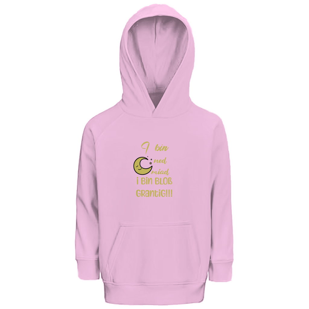 Bayerischer Kinder Premium Bio Hoodie I bin ned miad, i bin bloß grantig - gelb - Grantler Gwand