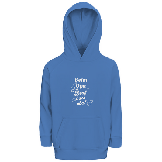 Bayerischer Kinder Premium Bio Hoodie Beim Opa derf i des aba - weiß - Grantler Gwand